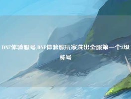 DNF体验服号,DNF体验服玩家洗出全服第一个3级称号