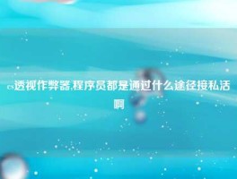 cs透视作弊器,程序员都是通过什么途径接私活啊
