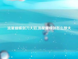 流星蝴蝶剑刀大招,流星蝴蝶剑怎么放大