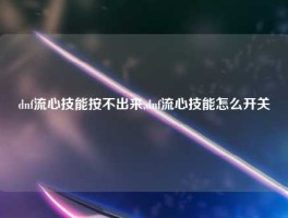 dnf流心技能按不出来,dnf流心技能怎么开关