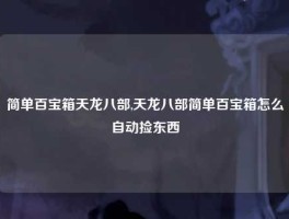 简单百宝箱天龙八部,天龙八部简单百宝箱怎么自动捡东西