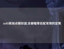 dnf85级加点模拟器,全画幅单反配常用的定焦