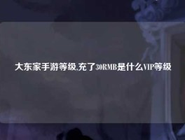 大东家手游等级,充了30RMB是什么VIP等级