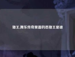 猪王,舞乐传奇里面的恶猪王是谁
