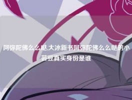 阿弥陀佛么么哒,大冰新书阿弥陀佛么么哒的小芸豆真实身份是谁