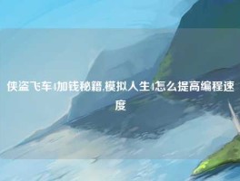 侠盗飞车4加钱秘籍,模拟人生4怎么提高编程速度