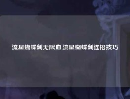 流星蝴蝶剑无限血,流星蝴蝶剑连招技巧