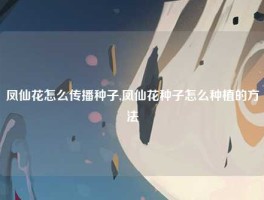 凤仙花怎么传播种子,凤仙花种子怎么种植的方法