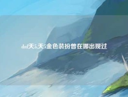 dnf天5,天5金色装扮曾在哪出现过