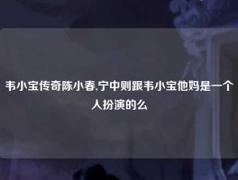 韦小宝传奇陈小春,宁中则跟韦小宝他妈是一个人扮演的么