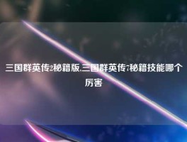 三国群英传2秘籍版,三国群英传7秘籍技能哪个厉害