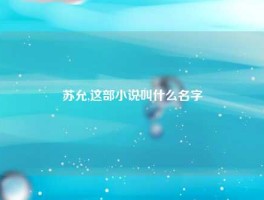 苏允,这部小说叫什么名字