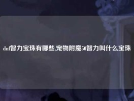 dnf智力宝珠有哪些,宠物附魔50智力叫什么宝珠