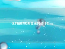 全网最好的聚合,全网是什么app