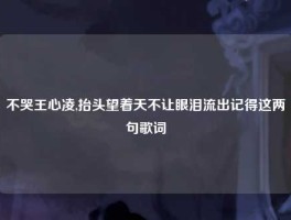 不哭王心凌,抬头望着天不让眼泪流出记得这两句歌词