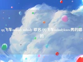 qq飞车nobody nobody 歌名,QQ飞车nobodyknow男的唱的