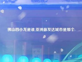 佛山四小龙是谁,亚洲最发达城市是那个