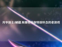 月华剑士2秘籍,有哪些令你特别怀念的老游戏