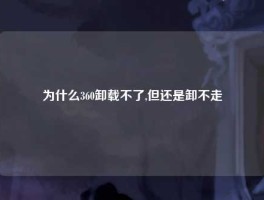 为什么360卸载不了,但还是卸不走