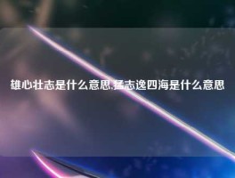 雄心壮志是什么意思,猛志逸四海是什么意思
